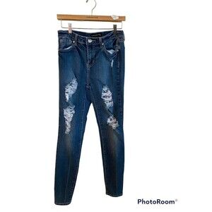 #21 Rue21 Embellished Flag Jeans Rhinestone/Pearls Sz. 5/6 Juniors